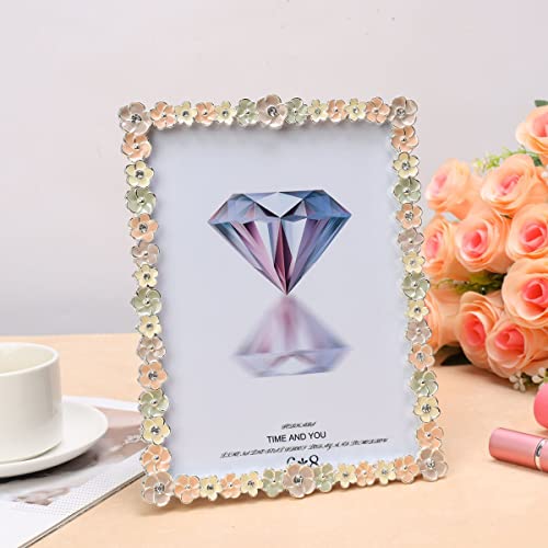 Yrx Picture Frame 4X6 Inch，Floral Design Metal Photo Frame With Hd Glass,Gift Ideas Tabletop Home Decorative (Flowers) #TOP6