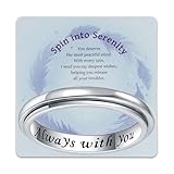 JLYY Anillo giratorio de plata de ley para aliviar la ansiedad y la preocupación siempre contigo grabado para mujer (blanco 8#)