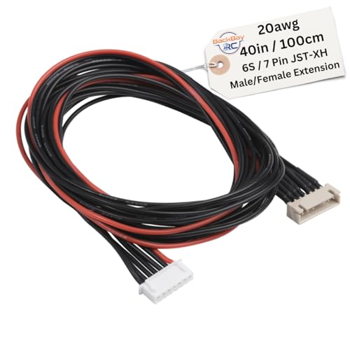 BackBayRC - 6S JST-XH Balance Extensions - 100cm 20awg (100 Strand) Wire - Flexible Silicone Insulation - 2.54mm / 0.1" Pin Spacing