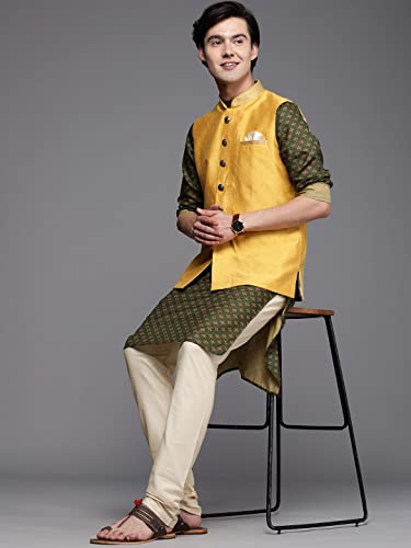 Image of Manyavar Sleeveless Nehru Jacket for Men