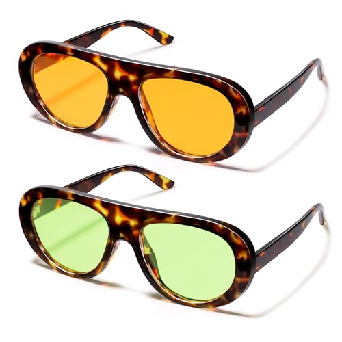 Image of VANLINKER Oversized Retro Aviator Sunglasses for Women Men Chic 70s Vintage Style Trendy 2026 Chunky Sun Glasses VL9865
