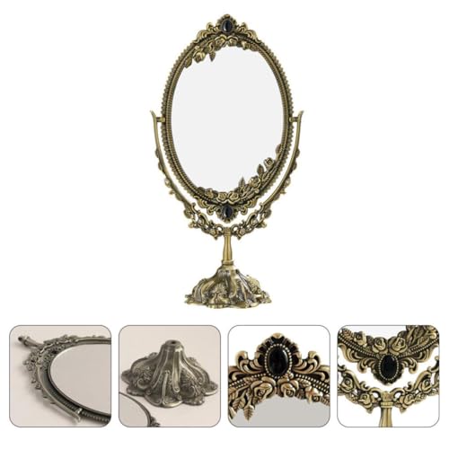 Miroir cosmétique de style rétro verre HD métal antirouille café - 8