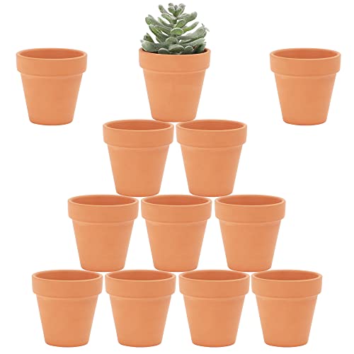 Yishang 2 inch Small Terracotta Pots with Drainage Holes,Mini Clay Ceramic Pottery Planter,Cactus Flower Nursery Terra Cotta Pots, for Indoor/Outdoor Succulent Plants, Crafts, Wedding Favor(12 Pack)