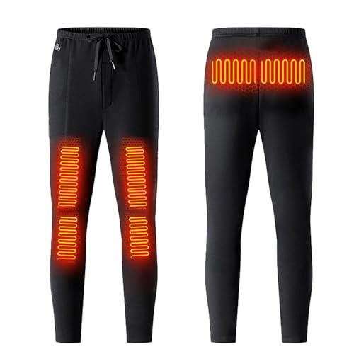 TOVCHEI Heated Pants Heating Thermal Pants Underwear for Men Fleece Lined Trousers 6 Heating Pads (Without Battery),Black,4XL