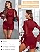 Avidlove Women's Mesh Dress Side Slit Bodycon Mini Lingerie Dress Sexy Long Sleeve Mock Neck Party Clubwear Outfits (Wine Red, Medium)
