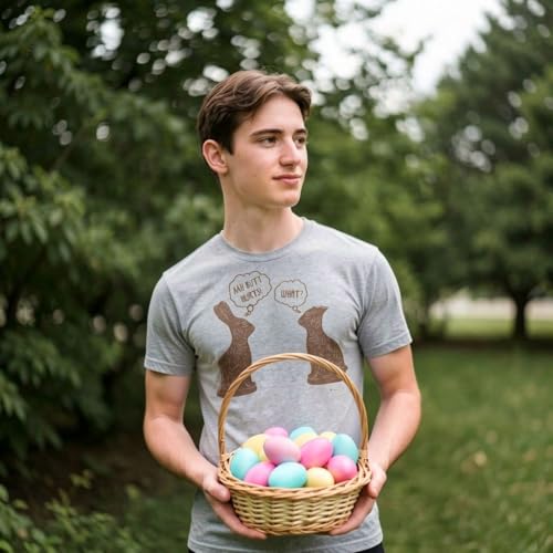 Mens My Butt Hurts T Shirt Funny Easter Egg Chocolate Bunny Sarcastic Gift Tee Funny T Shirts Easter Apparel for Men Cool Sarcastic Short Sleeve Novelty Light Grey XL
