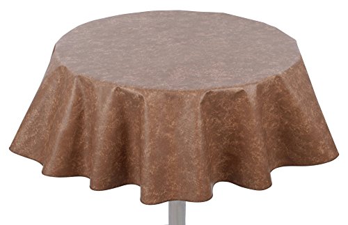 Yourtablecloth Heavy Duty Flannel Backed Round Vinyl Tablecloth – 6 Gauge Thickness, Indoor And Outdoor & Easy To Clean 60” Camel Print #TOP14