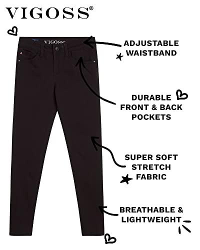 Vigoss Girls' Jeans - Super Stretch Denim Skinny Jeans For Girls - Kids Adjustable Slim Fit Jeans (4-16), Size 6X, Black #TOP1
