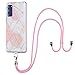 Produktbild Hülle für Samsung Galaxy S20 FE Hülle Handykette Handyhülle Weiche TPU Crystal Clear Marmor Case Silikon Blume Cover Schutzhülle Band Zum Umhängen Tasche Handykordel für Galaxy S20 FE (a)