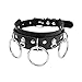 Produktbild Daimay Breit Lederhalsband Halskette Herz Form Damen Leder Choker Metall Ring Halsband Gotik Punk Rock Lederband Einstellbar Kragen3 O Form Anhänger Quaste - Schwarz