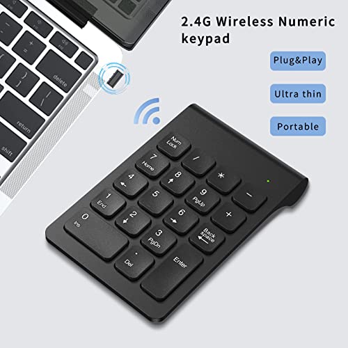 Image of cimetech Wireless Numeric Keypad, 2.4G Portable Ergonomic Mini Numpad with 18Keys Office Calculating Number Pads for Laptop, Notebook, Desktop, Computer, PC