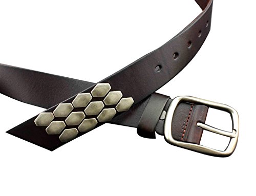 Pin Buckle Mens Rocker Punk Biker Metal Sequin Real Leather Belt Waistband Gift #TOP4