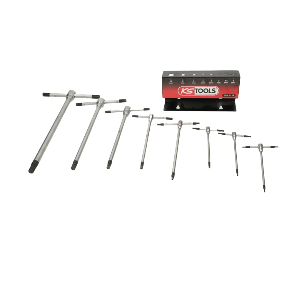 KS Tools 158.5111 Expositor de 8 llaves hexagonales con mango en T, 8 unidades