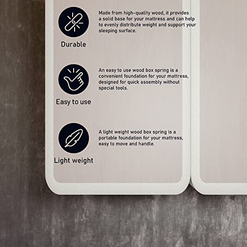 Spring Solution, 4" Split Wood Traditional Box Spring/Foundation For Mattress Set, Sturdy Fabric Paneled Design Wooden Frame, Durable Bedding Mattress Box Springs, Twin Xl, White #TOP2