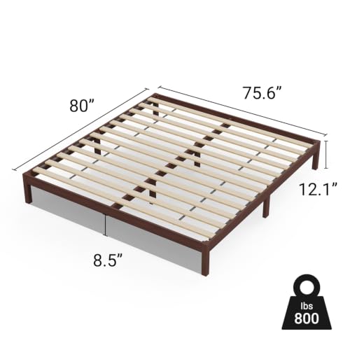 Image of LIFEMENT King Bed Frame Classic Wood Platform, Noise Free, Under Bed Storage, No Box Spring Needed, Easy Assembly, Espresso