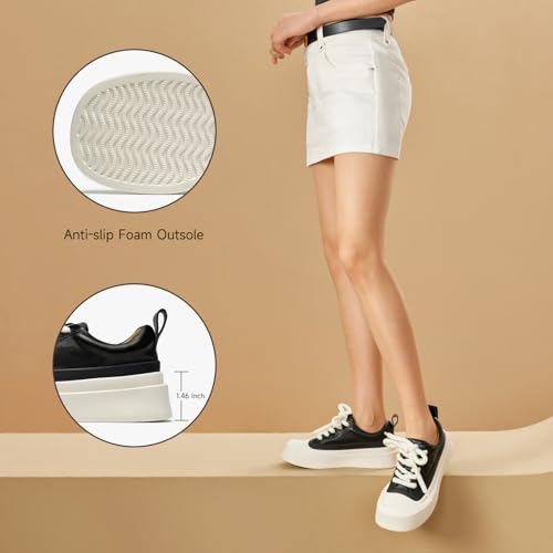 BEAU TODAY Platform Sneakers for Women, Womens Fashion Sneakers, Breathable Comfort Casual Tennis Shoes, Lightweight Lace-up Shoes for Travel Gym Work3
