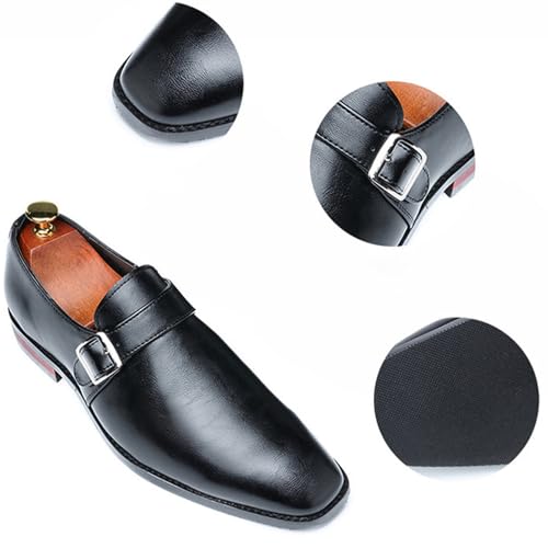 Men's Leather Monk Buckle Formal Oxford Shoes Round Toe Slip-On Fashion Low Top Casual Business Formal Shoes4