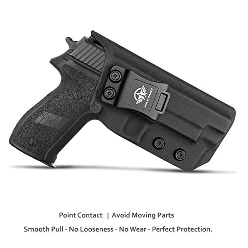 Sig P226 Holster IWB / OWB Kydex Holster Custom Fit: Sig Sauer P226 Full Size 4.4'' Barrel - Inside Waistband Concealed Carry / Outside Waistband Carry 1.5-2 Inch Belt Clip - Adj. Cant Retention - Cover Mag-Button - Widened Entrance - No Wear, No Jitter