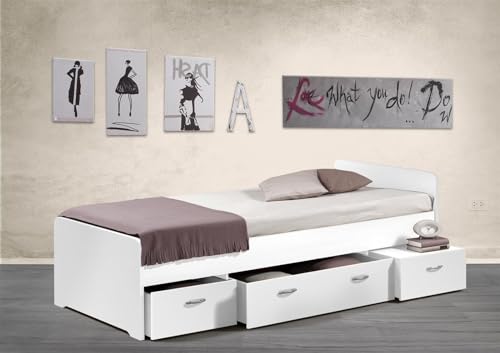 Jugendbett möbelando Bradford – Einzelbett 90 x 200 cm mit Schubkästen
