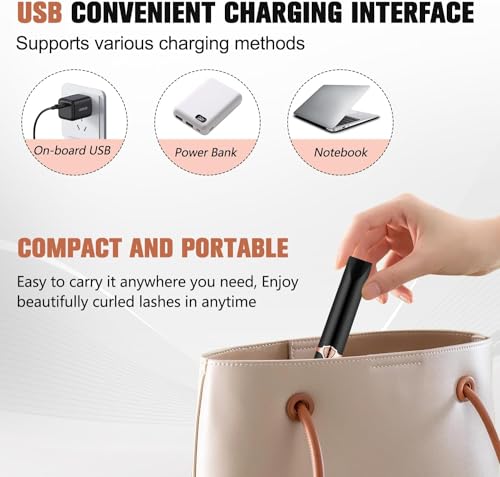 Beheizbare Wimpernzange, Elektrische Wimpernzange 10 Sekunden Schnelles Aufheizen mit 3 Temperaturmodi Wimpern Curler Beheizt USB, Wimpernformer Beheizbar für Alle Wimpern