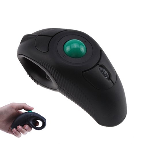 Yumqua Y-10L Finger Handheld Trackball Mouse With Laser Pointer, 2.4G Usb Wireless Trackball Mouse For Laptop Computer Pc Black #TOP3