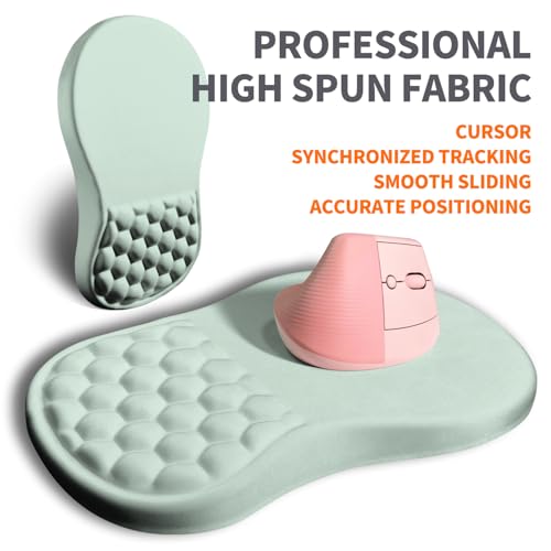 Image of Ergonomic Joint Wrist Support Mouse Pad with Memory Foam Cushion Massage Bump, Carpal Tunnel Pain Relief Mousepad Slope Design for Wrist Rest, 11.8x7.9 in, LightCyan