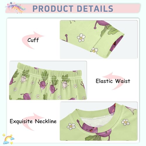 Pajama Sets Long Sleeve Cute Turnip Pattern Prints Soft Comfy Sleepwear 2 Piece PJS 3-8T4