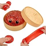 Squishy Dumpling Toy, Simulation Decompression Reusable Stress Relief Ball Glitter Prank Toy, Gift Easter Basket Stuffers Decoration, Squeeze Slow Rebound Novelty Gag Toy Steamed Bun (Red)