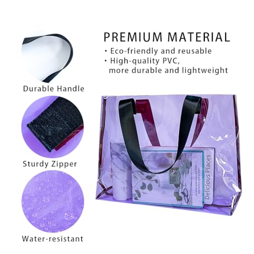 Image of Clear Large Tote Bag - Versatile, Waterproof, Stain Resistant, Transparent Shoulder Tote Bag for Work