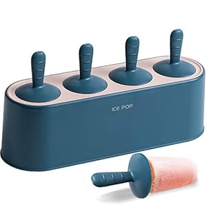 Popsicle Mold Set 4 Pieces Homemade Silicone Popsicle Maker Kid Easy Release Ice Cream Molds Reusable DIY Pop Molds (Blue)