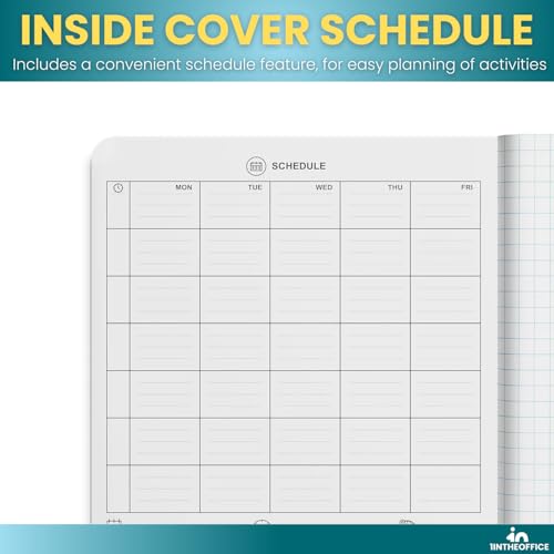 Cuaderno de composición cuádruple rayado 4 x 4 con cubierta rígida protectora de mármol 8