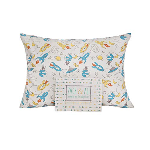 Zack & Ali Organic Toddler Pillowcase, Rocketships, 13 x 18, Made in USA!