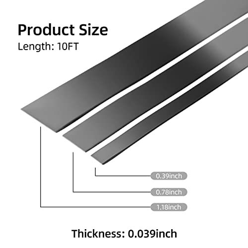 Bnell Flexible Molding & Wall Trim,Peel And Stick Trim Molding, Stainless Steel Metalized Mirror Like Design,Self Adhesive Molding Trim,(10Ft X 0.39Inch, Black) #TOP2