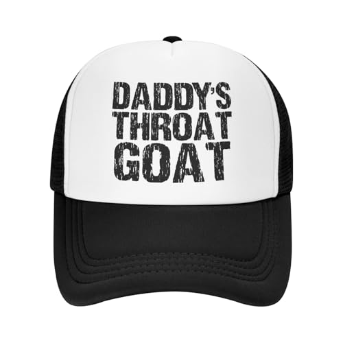 Hieoeye Daddy's Throat Funny Goat Sexy Adult Distressed Profanity Trucker Hat Funny Men Women Mesh Baseball Snapback Cap