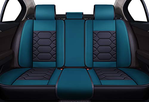 OASIS AUTO Car Seat Covers Accessories Rear Only Premium Nappa Leather Cushion Protector Universal Fit for Most Cars SUV Pick-up Truck, Automotive Vehicle Auto Interior Décor (OS-004 Teal Blue)