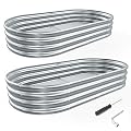 MOFEEZ Galvanized Raised Garden Bed Kit, 2Pcs 6x3x1Ft Galvanized Planter Raised Beds, Oval Large Metal Raised Garden Beds Outdoor for Vegetables, Flowers, Herbs, and Fruits