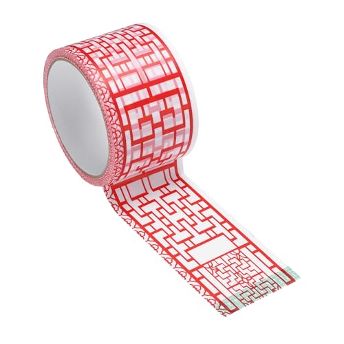 PATIKIL 98ft Chinoiserie Flower Washi Tape Sticker,Red Lace Grid Window