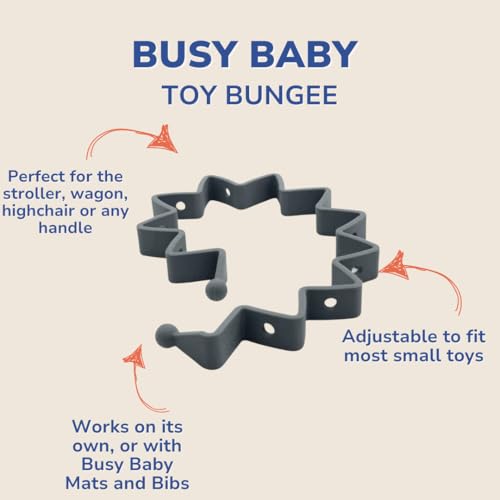 Image of Busy Baby Toy Bungee - Dishwasher Safe Toy Strap - 100% Food-Grade Silicone (Pewter)