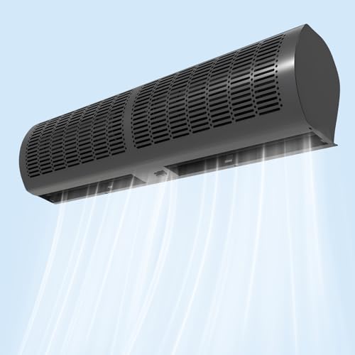 JFOZDM Silenciosa Cortina de Aire, Cortina de Aire para Puerta, Comercial Cortina Aire, Súper Poderosa & Ángulo De Viento Ajustable & 2 Velocidades & Control Remoto, Anti-Moscas, Fácil De Instalar