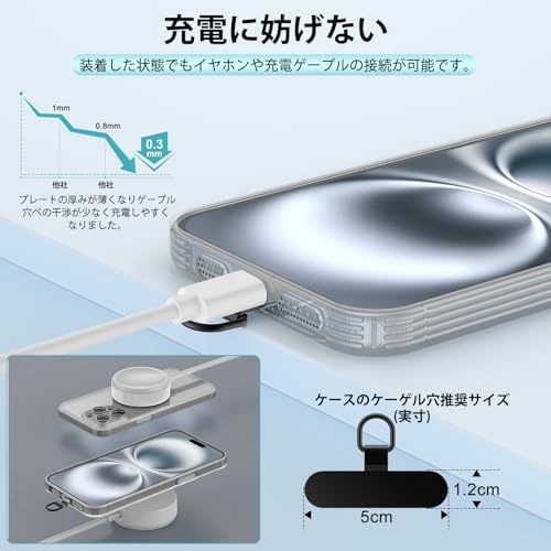 [AILKIN] ストラップホルダー ステンレス金属製 極薄0.3mm 2枚 スマホストラップ ストラップホール ストラップ・リストストラップ ストラップパッチ スマホショルダー 折り曲がれ設計 丈夫 ストラップホール タグパッチ 浮き上がり防止 充電影響なし 落下防止 全機種対応 ブラック