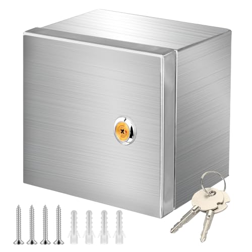 CHENGPI Edelstahl 304 Schaltschrank Verteilerkästen mit 1 * 2P Leckschalter 32A und Europäische Steckdose 250V/16A,Wandmontiert Gehäuse für den Außen-/Innenbereich mit Schloss