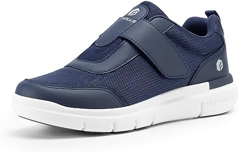 FitVille Shoes for Men Adjustable Slip-on Extra Wide Walking Shoes for Swollen Feet - EasyTop Duo Strap V4