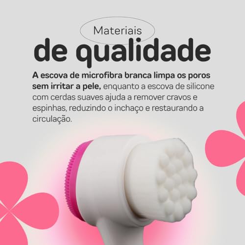 Escova de Limpeza Facial Suave e Profunda, Cabo Ergonômico, Esfoliação, Cores Variadas