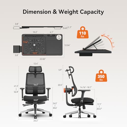 Image of Newtral Ergonomic Office Chair with Laptop Tray, Auto-Tracking Adaptive Lumbar Support, 4D Armrest & 5D Adaptive Headrest, High Back Mesh Desk Chair with Footrest, 136 Recline, Home Office Gaming