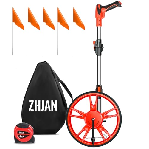 ZHJAN Rueda de Medición [fino a 99999,9 metros], Plegable con Una Tecla a Cero, Soporte, Bolsa de Transporte de Tela, Distancia de medición Portátil, Adecuada para Medir Césped/Duro/Suave/Madera