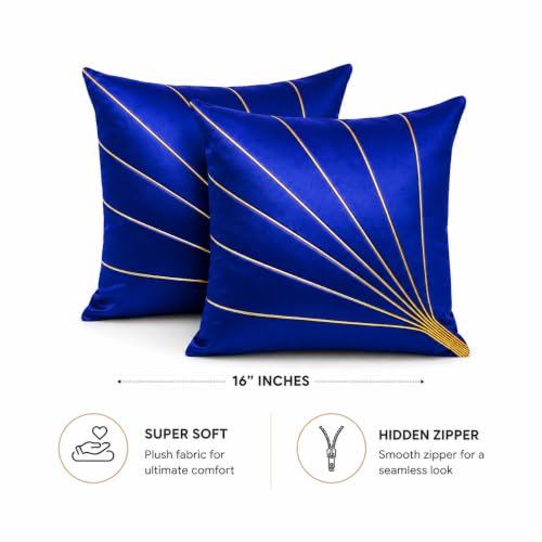 Image of Noor Silk Cushion Covers Pack of 7 | 16x16 Inches, Blue