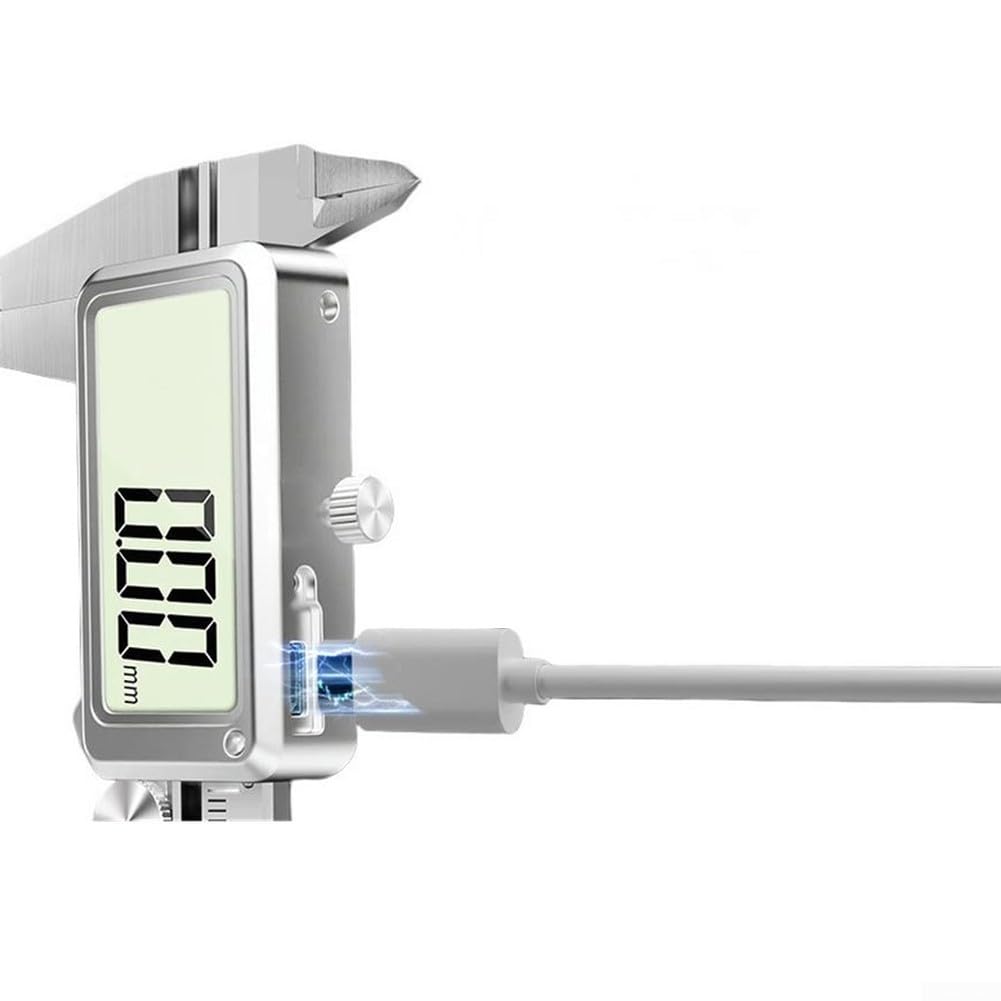 Wiederaufladbarer Digitaler Messschieber Edelstahl USB-C Großes Display 0 01mm Präzision Langlebig 150mm 200mm 300mm Industrie Messgerät für professionelle Anwendungen(F)