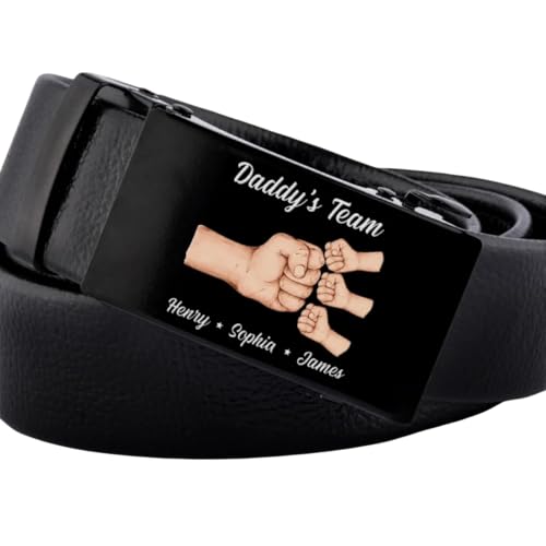 Squad Of Daddy - Family Personalized Custom Printed Belt Buckle - Father's Day, Gift For Dad, Grandpa Daddy's Team Fist Bumps Personalized Belt For Men Dad, Custom Gifts For Fathers Day