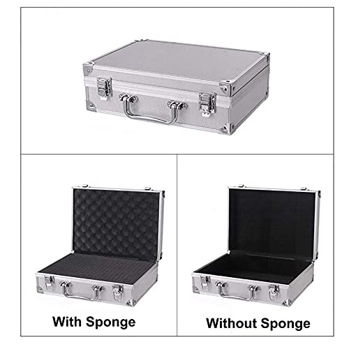 Aluminum Hard Case Briefcase Silver Carrying Case Flight Cases Portable Equiment Tool Case Box Flight Case, Tool Box, Extra Padding Foam, Silver3