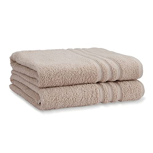 Catherine Lansfield Zero Twist Cotton 90x140cm Bath Sheet Pair Natural